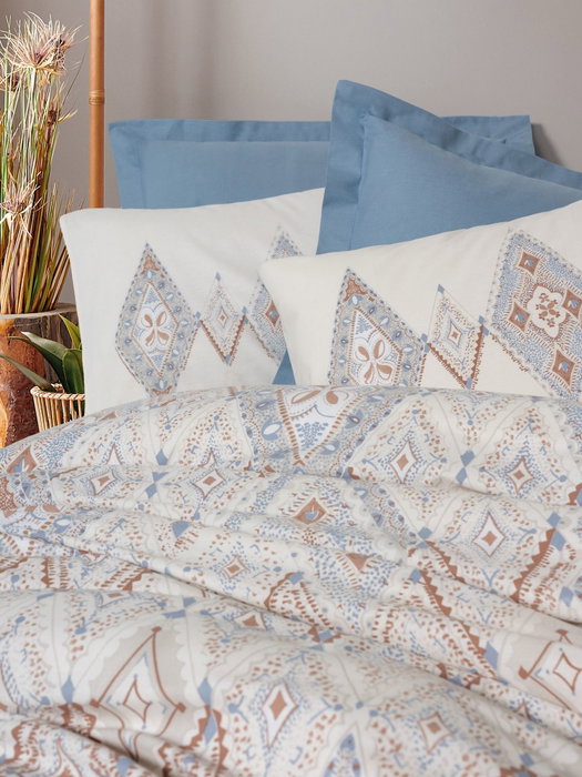 L'essentiel linge de maison Zanora - Indigo Juego de funda de edredón Doble de Algodón Ranforce
